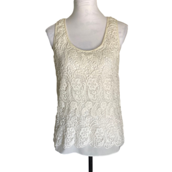 Cabi Style 284 Lace Overlay Tank Top Size Medium - Picture 1 of 4